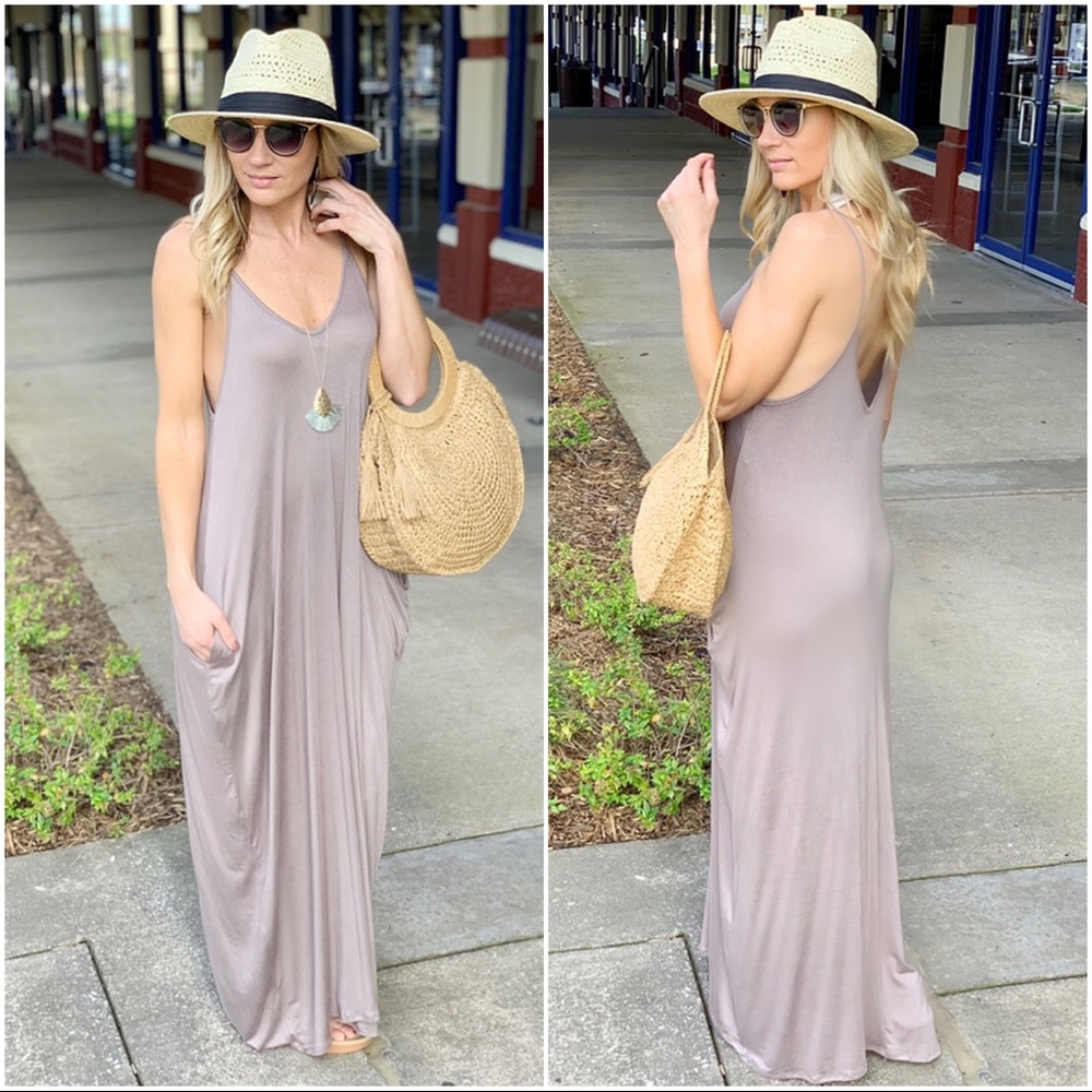 ✨LAST 1✨Mocha sleeveless maxi dress with Pockets - Picture 4 of 4
